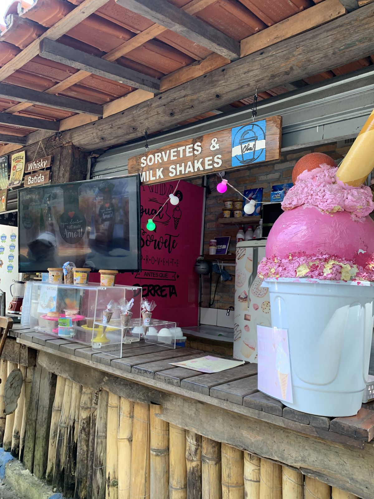 Espaço de sorvetes e milk shakes